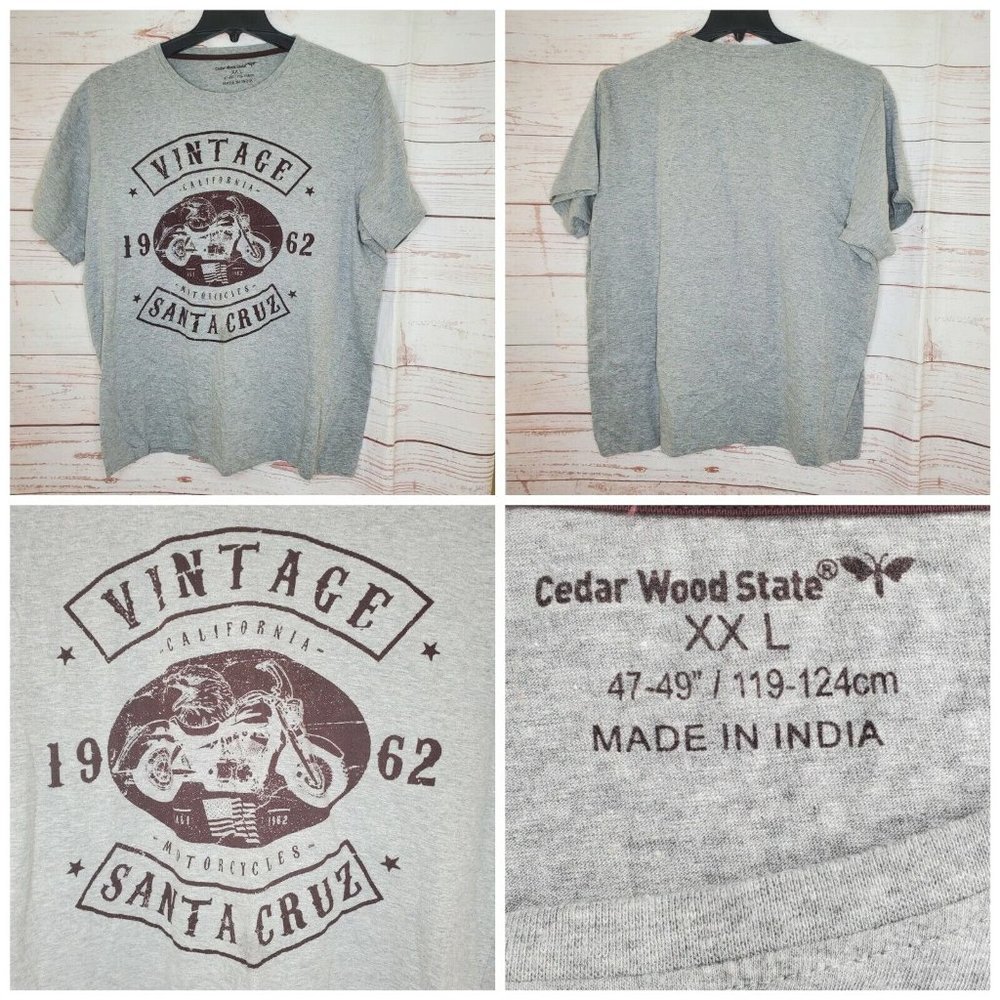 Cedar Wood State Vintage Santa Cruz 1962 California Motorcycles T Shirt